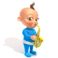 Baby Jake playing saxophone 3d illustration