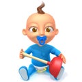 Baby Jake with plunger 3d illustration