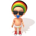 Baby Jake Rastafarian 3d illustration Royalty Free Stock Photo