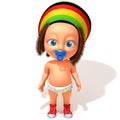 Baby Jake Rastafarian 3d illustration