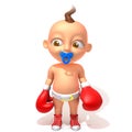 Baby Jake with red boxing gloves 3d illustration