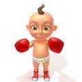 Baby Jake with red boxing gloves 3d illustration