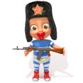 Baby Jake russian with kalashnikov 3d illustration Royalty Free Stock Photo