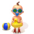 Baby Jake summer 3d illustration Royalty Free Stock Photo