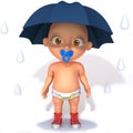 Baby Jake with umbrella 3d illustration Royalty Free Stock Photo
