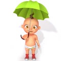 Baby Jake with umbrella 3d illustration