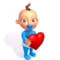 Baby Jake with Valentines heart 3d illustration