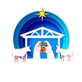 Baby Jesus Christ. Holy Child and Family. Mary and Joseph. Birth of Christ.Star of Bethlehem - East comet. Nativity Royalty Free Stock Photo