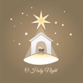 Baby Jesus in the manger.. Star of Bethlehem - east comet. Nativity graphics design with light pastel gradient. Merry Christmas Royalty Free Stock Photo