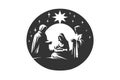 Baby jesus and three kings Minimalist stencil. Vector illustration design