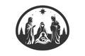 Baby jesus and three kings Minimalist stencil. Vector illustration design