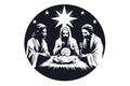 Baby jesus and three kings Minimalist stencil. Vector illustration design