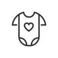 Baby jumpsuit line vector icon isolated on white