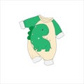 Baby jumpsuit template design with cute green dino design for baby template design