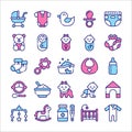 Baby and Kid icon set in colored line style design Royalty Free Stock Photo