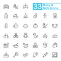 Baby and kids outline icons. Royalty Free Stock Photo