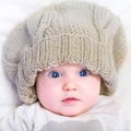 Baby in a knitted hat Royalty Free Stock Photo