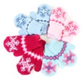 Baby knitted mittens with pattern Royalty Free Stock Photo