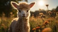 Baby lama at sunset