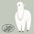 Baby lama, vector illustration,flat style Royalty Free Stock Photo