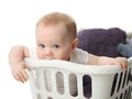 Baby in a laundry basket Royalty Free Stock Photo