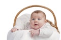 Baby in laundry basket Royalty Free Stock Photo