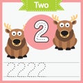 Baby learning cards, numbers with animals_2 Royalty Free Stock Photo