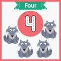 Baby learning cards with numbers and animals. Learning to count and to write numbers. Handwriting practice sheet. Royalty Free Stock Photo