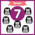 Baby learning cards with numbers and animals. Learning to count and to write numbers. Handwriting practice sheet. Royalty Free Stock Photo