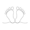 baby legs Baby foot print in one line style. Hand drawing.hand drawn, one line Royalty Free Stock Photo