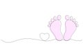 baby legs Baby foot print in one line style. Hand drawing.hand drawn, one line, line art, baby, birth Royalty Free Stock Photo