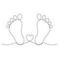 baby legs Baby foot print in one line style. Hand drawing.hand drawn, one line Royalty Free Stock Photo