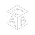 Baby letter cube icon, isometric 3d style