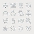 Baby line icon set