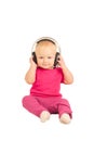 Baby listening the music in headphones