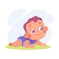 Baby Little Boy with Cute Face Creeping and Crawling Vector Illustration
