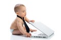 Baby little businessman success finished job Royalty Free Stock Photo