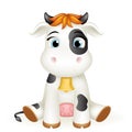 Baby little cow 3d cute calf toy cub cartoon character design vector illustration Royalty Free Stock Photo