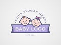 Baby logo. Vector symbol with children faces.