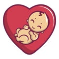 Baby love icon, cartoon style