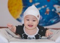 Baby Lying on Back, Happy, Smiling and Awake Royalty Free Stock Photo