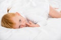 baby lying on bed Royalty Free Stock Photo
