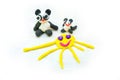Baby made panda, baby panda and sun from plasticine, colorful modeling clay and sculpting funny animals . Home Education game