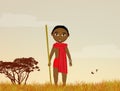 Baby Masai in African landscape