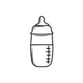 Baby milk bottle cliaprt vector black line art Royalty Free Stock Photo