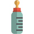 Baby milk bottle icon, flat vector isolated illustration. Feeding bottle with nipple for breastfed babies.