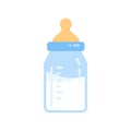 Baby milk bottle icon. Thin linear baby milk bottle outline icon isolated on white background from kid and baby Royalty Free Stock Photo