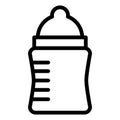 Baby milk bottle line icon. Feeding bottle with soother vector illustration isolated on white. Pacifier outline style Royalty Free Stock Photo