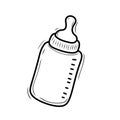 Baby milk bottle vector illustration with hand drawn style on isolated background Royalty Free Stock Photo