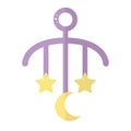Baby mobile with one moon and two stars Royalty Free Stock Photo